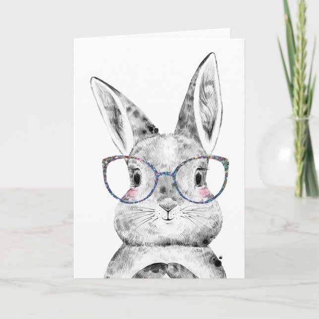 Easter, Bunny card, Bunny note card, thank you Card (Front)