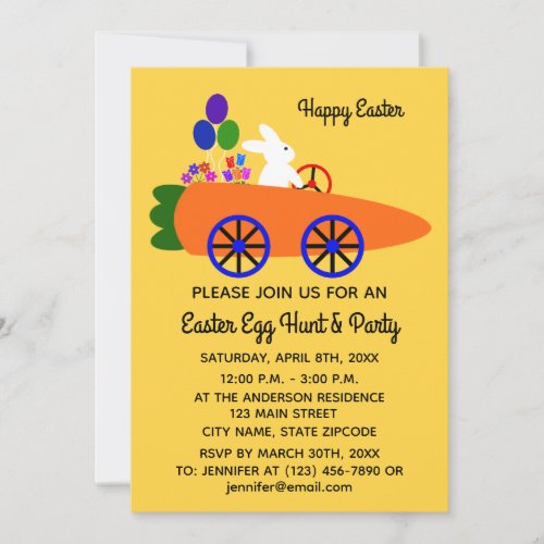 Easter Bunny Carrot Car 2_2 Invitation Card