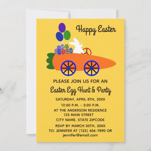 Easter Bunny Carrot Car 3_2 Invitation Card