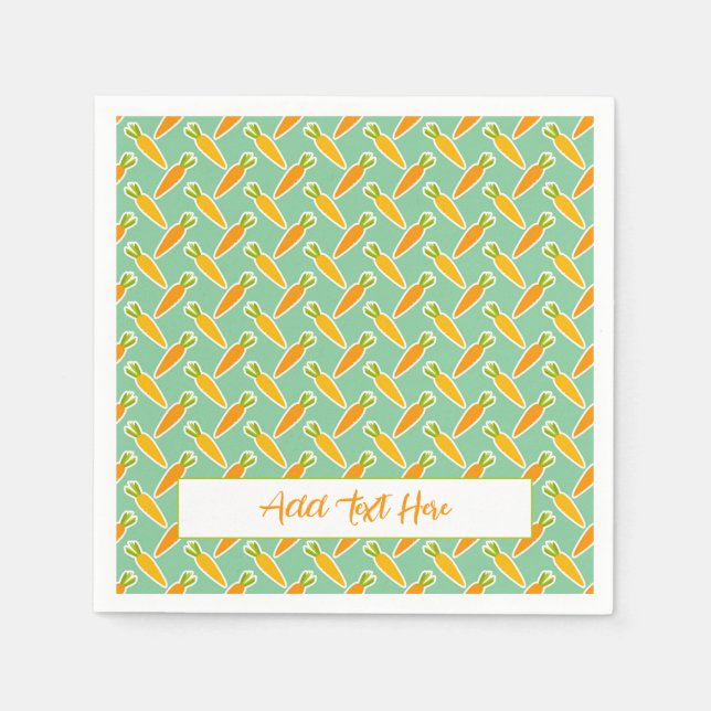 Easter Bunny Carrots Custom Text Spring Garden Napkins (Front)