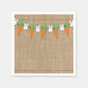 Easter Bunny & Carrots Garland Birthday Party Napkins