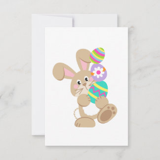 Easter Bunny Carrying Eggs Design 3.5" x 5" Invitation