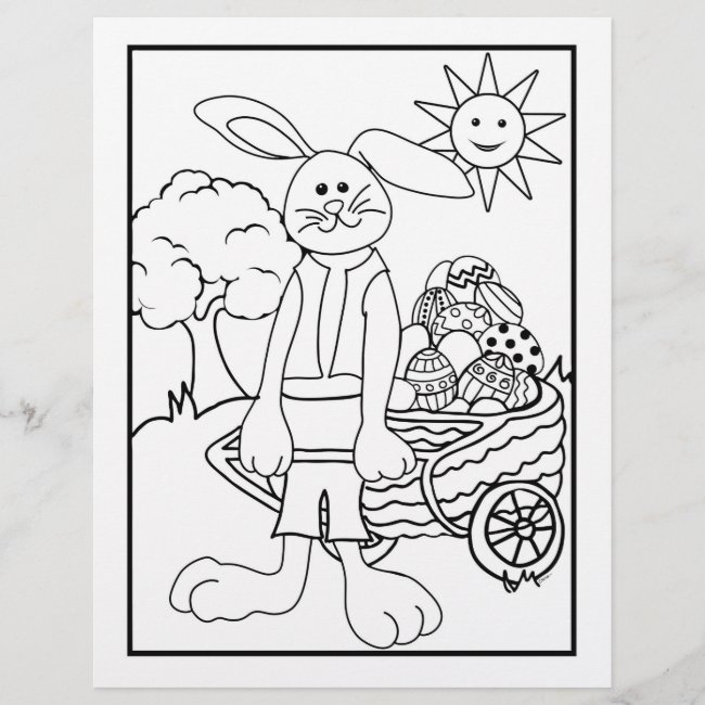 Easter Bunny Cart of Eggs Color Page