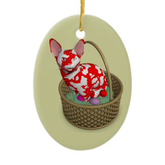 Easter Bunny Cat Ceramic Ornament