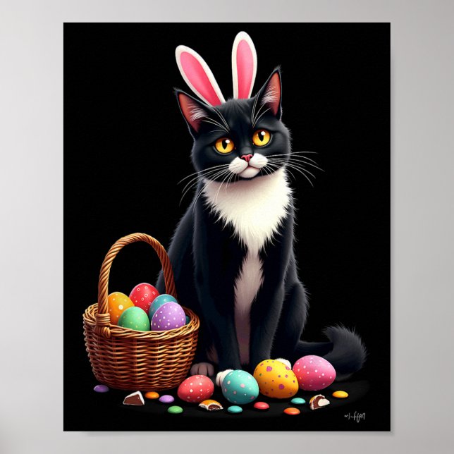 Easter Bunny Cat Egg Sket  Poster (Front)