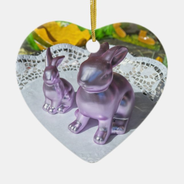 Easter Bunny Ceramic Ornament (Front)