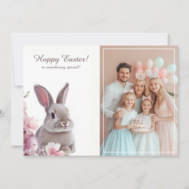 Easter Bunny Charm with photo Holiday Card (Front)