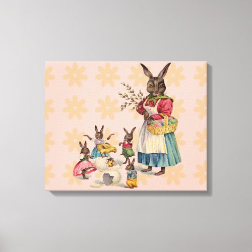 Easter Bunny Chckens Bunnies Eggs Canvas Print