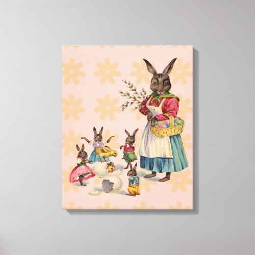 Easter Bunny Chckens Bunnies Eggs Canvas Print