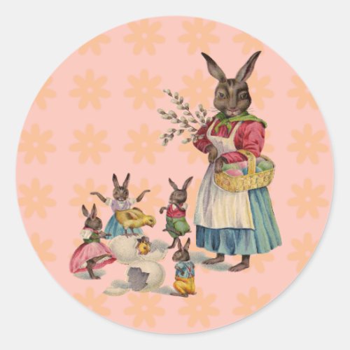 Easter Bunny Chckens Bunnies Eggs Classic Round Sticker