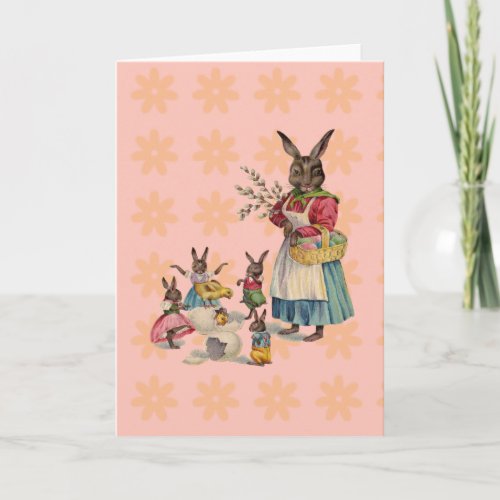 Easter Bunny Chckens Bunnies Eggs Holiday Card