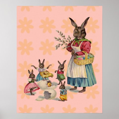 Easter Bunny Chckens Bunnies Eggs Poster