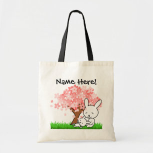 Easter Bunny Cherry Blossom Tree Kids Egg Hunt Tote Bag
