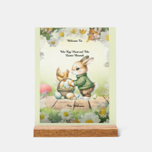  Easter Bunny & Chick Acrylic Welcome Sign