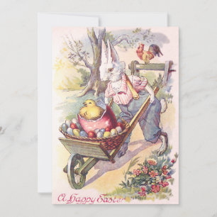 Easter Bunny Chick Colored Egg Invitation