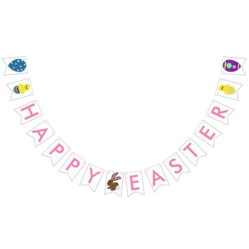Easter Bunny Chick Eggs Bunting Banner