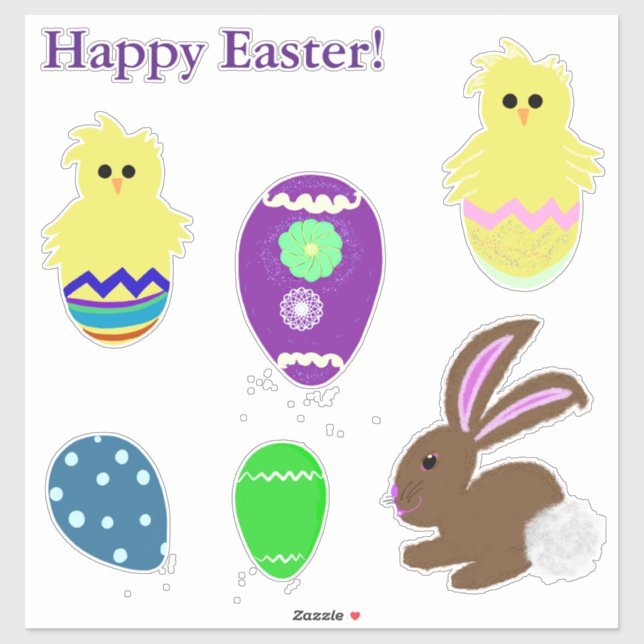 Easter Bunny Chick Eggs Laser Cut Vinyl Sticker (Sheet)