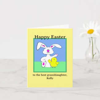 Easter Bunny & Chick Folded Greeting Card