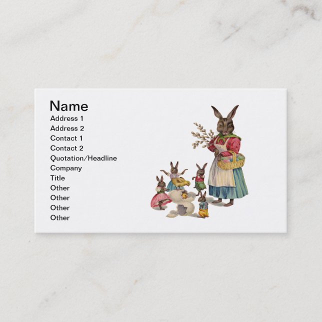 Easter Bunny Chicken Bunny Eggs Business Card (Front)