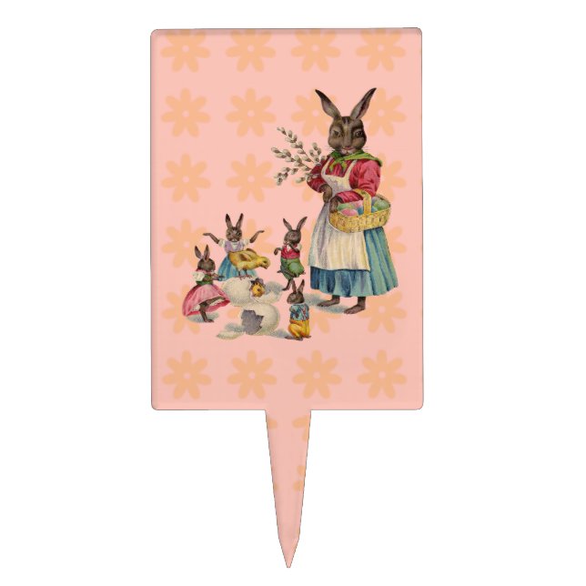 Easter Bunny Chicken Bunny Eggs Cake Topper (Front)