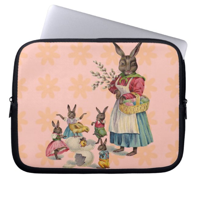 Easter Bunny Chicken Bunny Eggs Laptop Sleeve (Front)