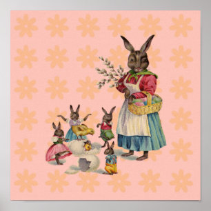 Easter Bunny Chicken Bunny Eggs Poster