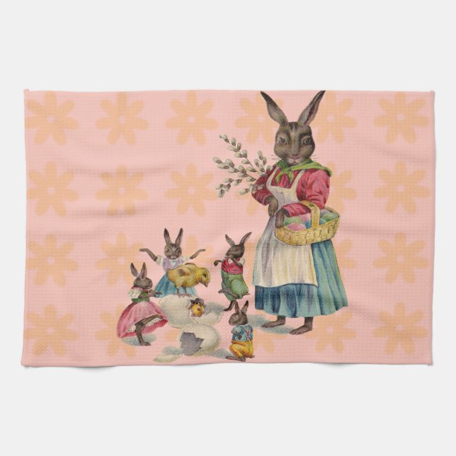 Easter Bunny Chicken Bunny Eggs Towel (Horizontal)