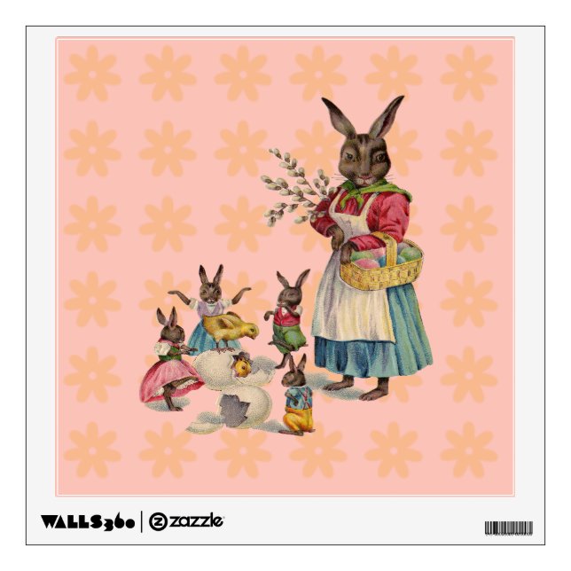 Easter Bunny Chicken Bunny Eggs Wall Decal (Front)