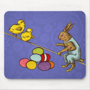 Easter Bunny chickens eggs illustration Mouse Pad