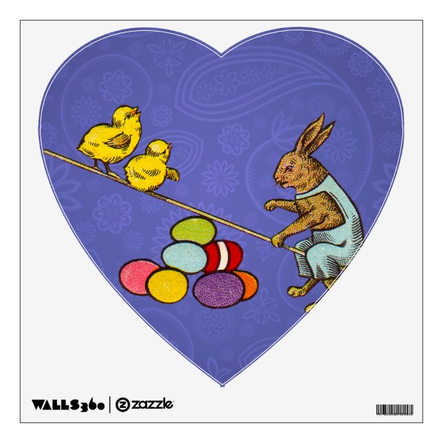 Easter Bunny chickens eggs illustration Wall Decal (Front)