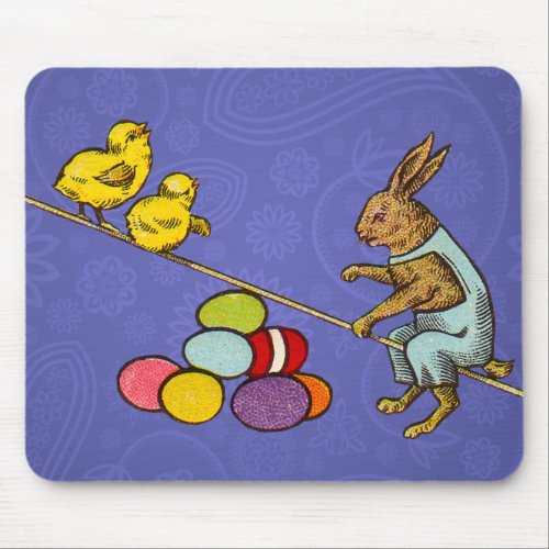 Easter Bunny chicks eggs illustration Mouse Pad