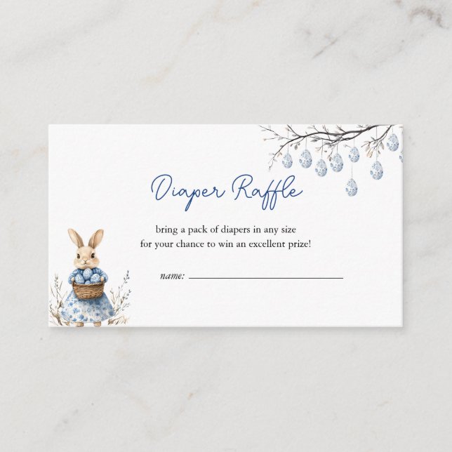 Easter Bunny Chinoiserie Baby Shower Diaper Raffle Enclosure Card (Front)