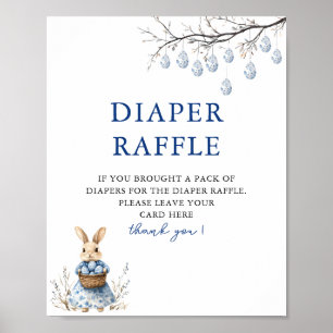 Easter Bunny Chinoiserie Baby Shower Diaper Raffle Poster