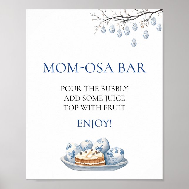 Easter Bunny Chinoiserie Baby Shower Mom-osa Bar  Poster (Front)
