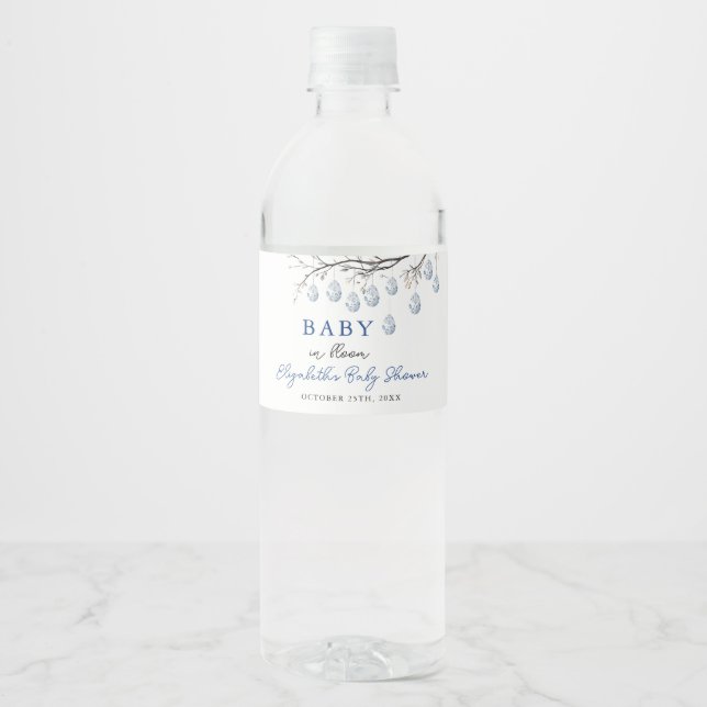 Easter Bunny Chinoiserie Baby Shower Water Bottle Label (Front)
