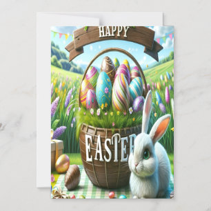 Easter Bunny Chocolate Egg Magnetic Invitation