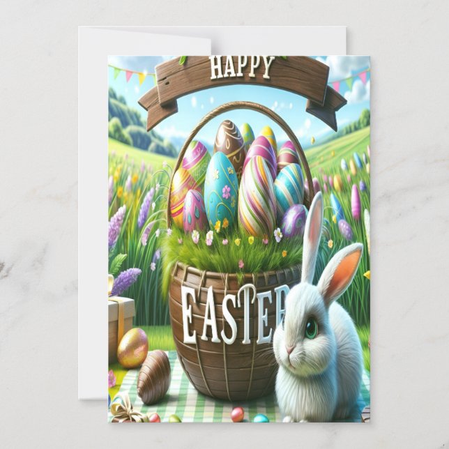 Easter Bunny Chocolate Egg Magnetic Invitation (Front)