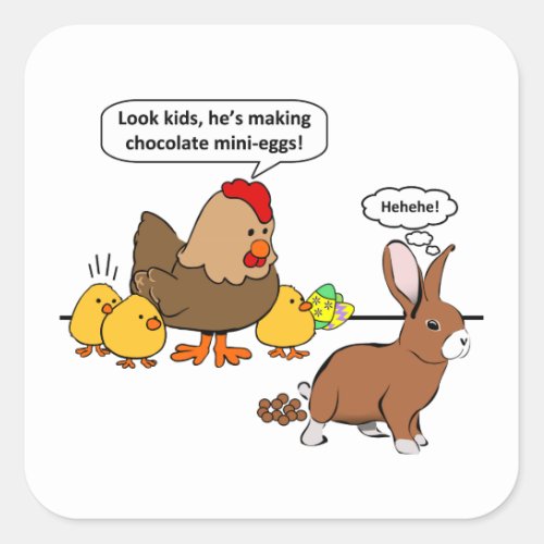Easter Bunny Chocolate Humor Square Sticker