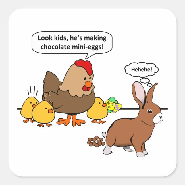 Easter Bunny Chocolate Humor Square Sticker (Front)
