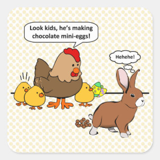 Easter Bunny Chocolate Humor Square Sticker