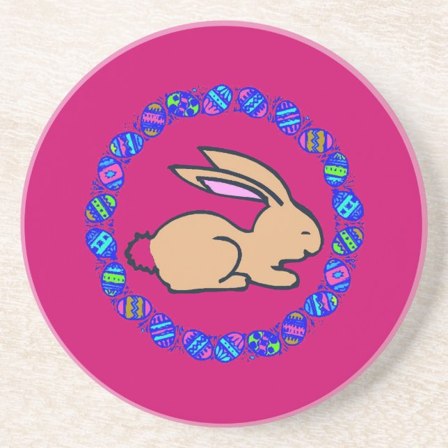 Easter Bunny Circle Drink Coaster (Front)