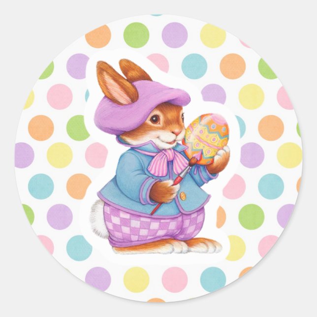 Easter Bunny Classic Round Sticker (Front)