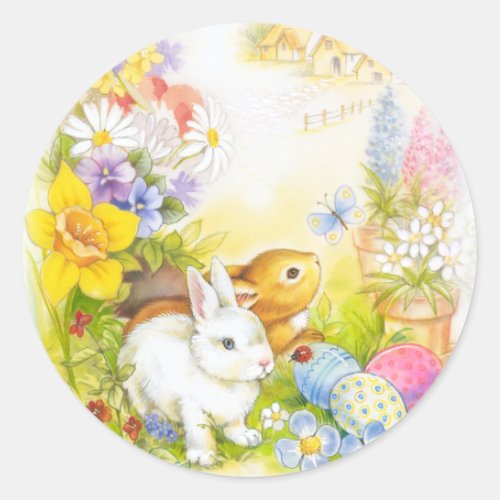 Easter bunny classic round sticker