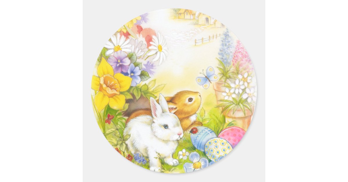 Easter bunny classic round sticker Zazzle