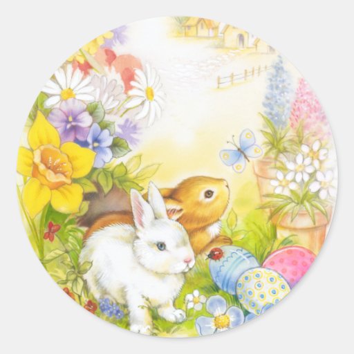 Easter bunny classic round sticker | Zazzle