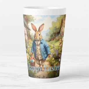 Easter Bunny Collecting Easter Eggs Latte Mug