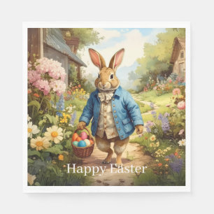 Easter Bunny Collecting Easter Eggs Napkins