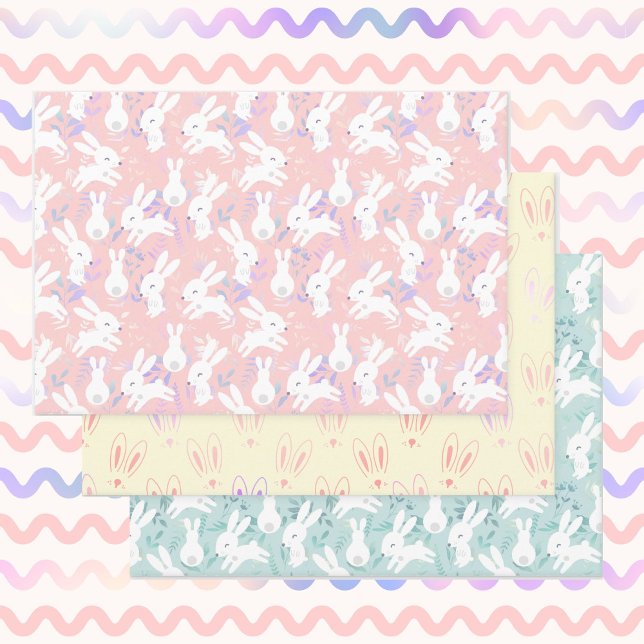 Easter Bunny Collection of 3 Pastel Cute Wrapping Paper Sheets (Creator Uploaded)