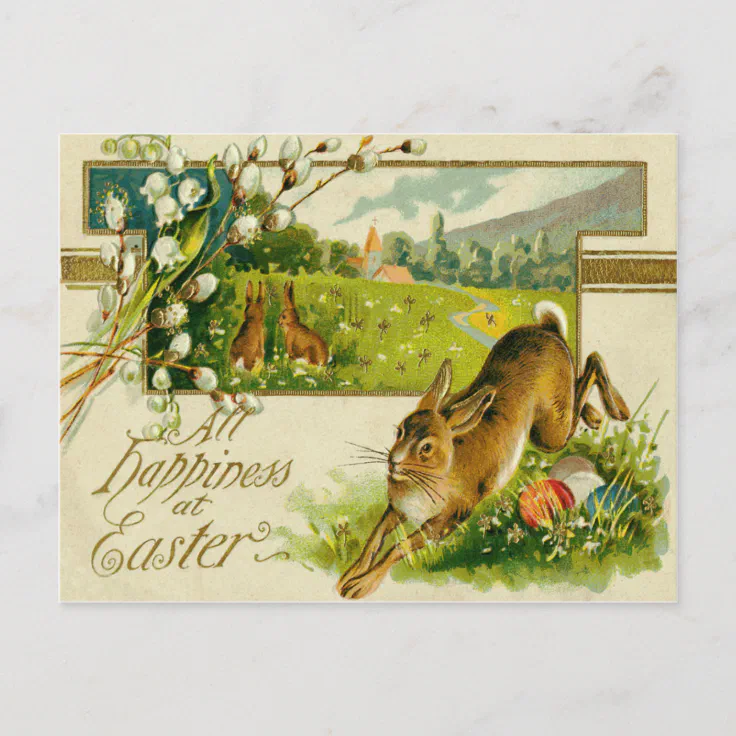 Easter Bunny Colored Egg Church Holiday Postcard | Zazzle