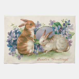 Easter Bunny Colored Egg Forget-Me-Not Kitchen Towel
